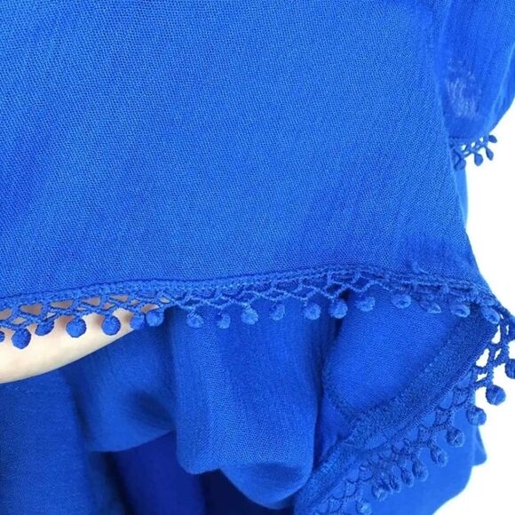 Entro Blue Boho Off the Shoulder Halter Top Size Small - Picture 4 of 12